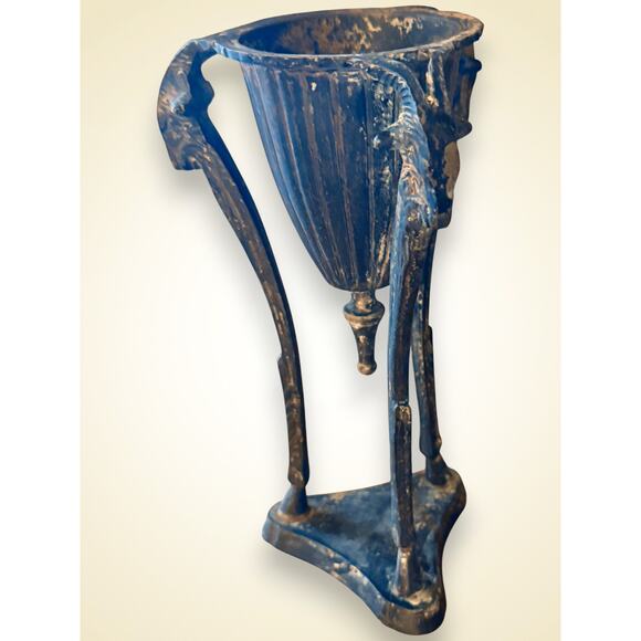 Antique Ram Head Neoclassical Tripod Incense Burner Urn 9 Inch - Picture 5 of 11